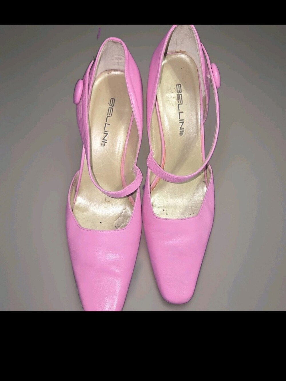 Bellini Button Strap Pink Pumps 8.5